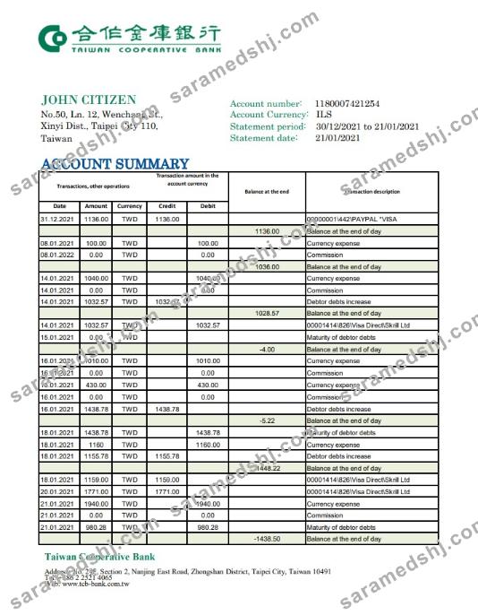 Taiwan Cooperative Bank excel pdf